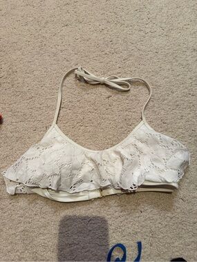 Victoria’s Secret white Lace Ruffle Halter bikini top and bottom